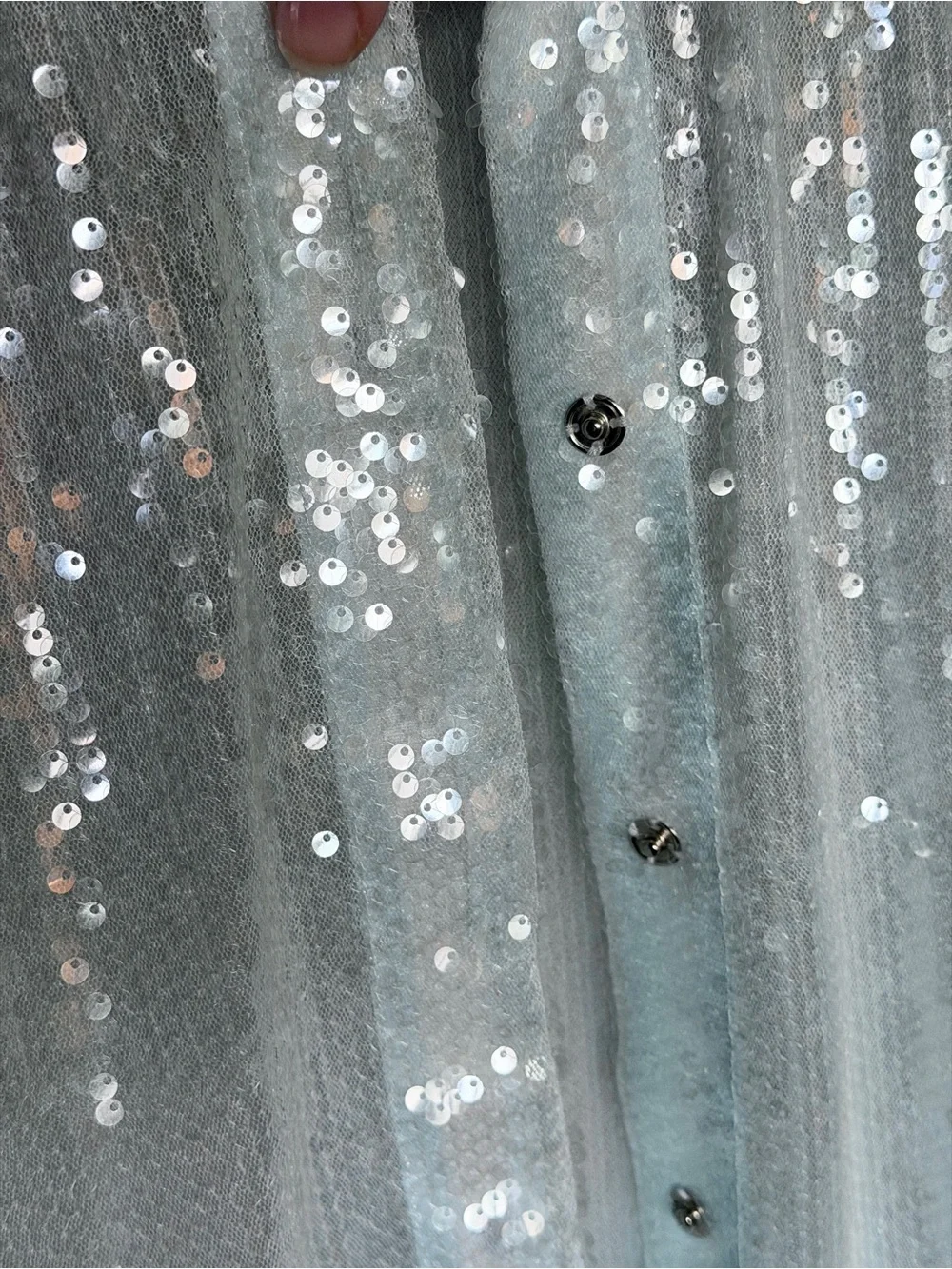 Sequin-Embellished Light Blue long Shirt - Picture 4 of 7